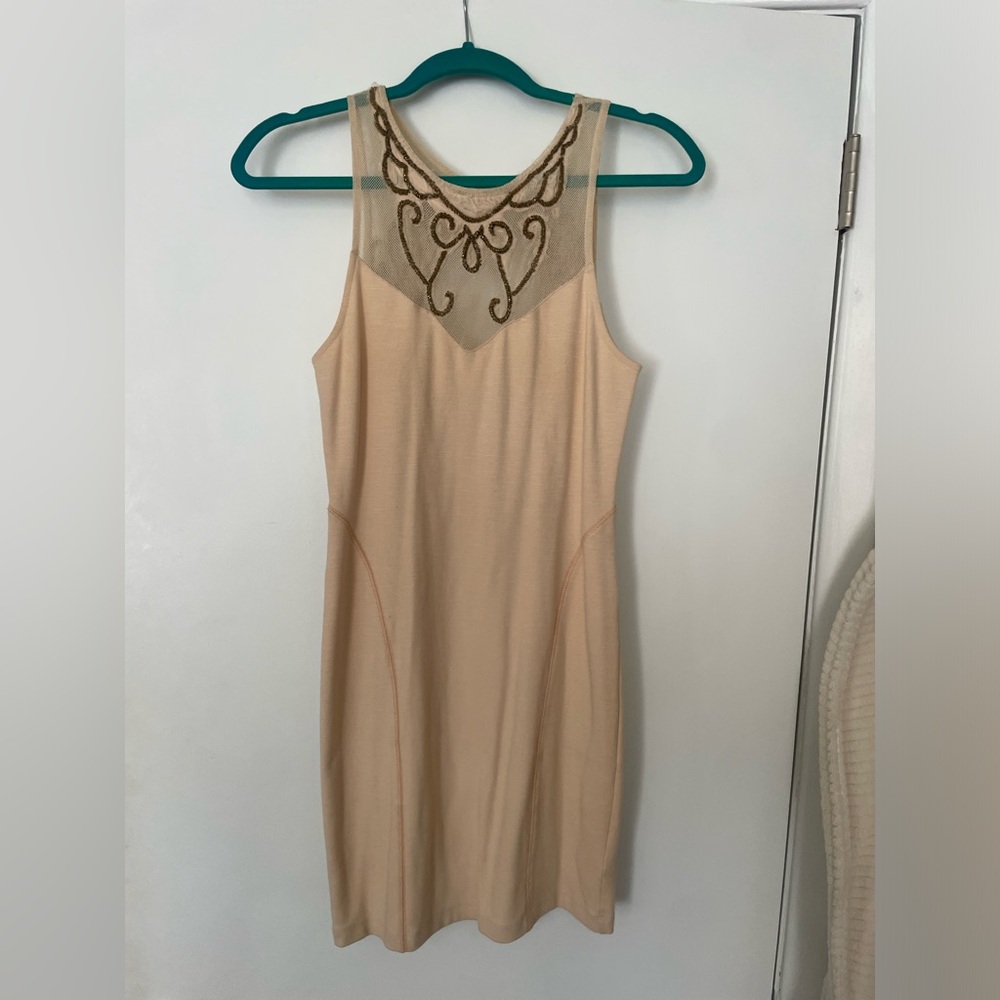 Free People Beaded High Neck Open Back Bodycon Size S